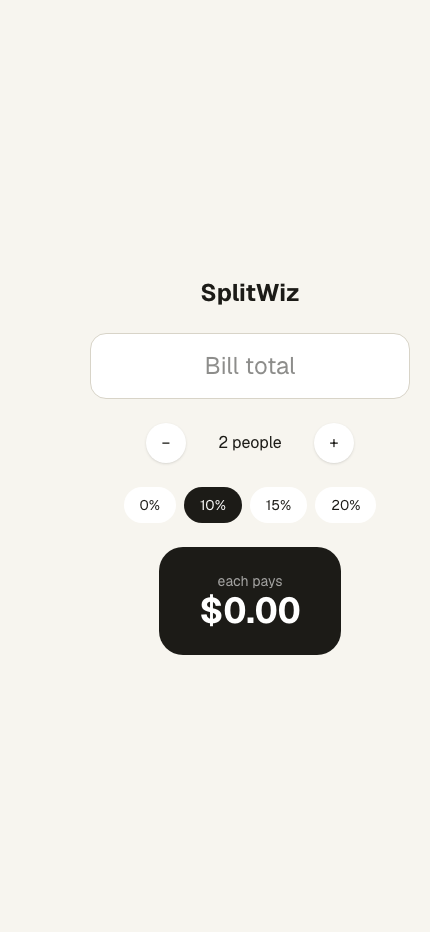 SplitWiz screen